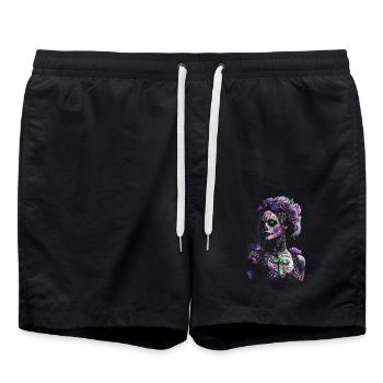 Mystische Catrina mit Kreuz für Dia de los Muertos - Badeshorts - Schwarz - Vorne - AI Model Male 185 light (185cm)