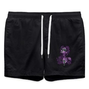 Mystische Catrina mit Kreuz für Dia de los Muertos - Badeshorts - Schwarz - Vorne - AI Model Male 185 light (185cm)