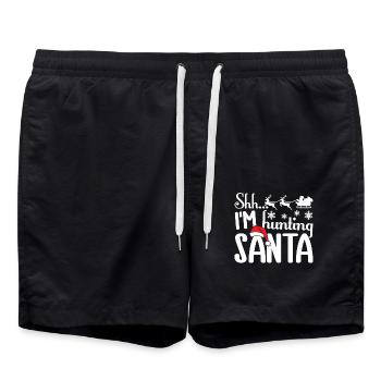 Christmas I'm Hunting Santa - Swim Trunks - black - Front - AI Model Male 185 light (185cm)