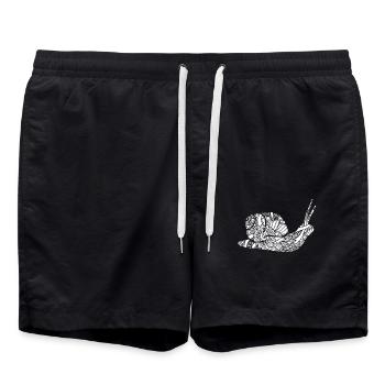 Snail Snail Floral Pattern - Swim Trunks - black - Front - AI Model Male 185 light (185cm)