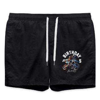 Motocross 5. Geburtstag - Badeshorts - Schwarz - Vorne - AI Model Male 185 light (185cm)