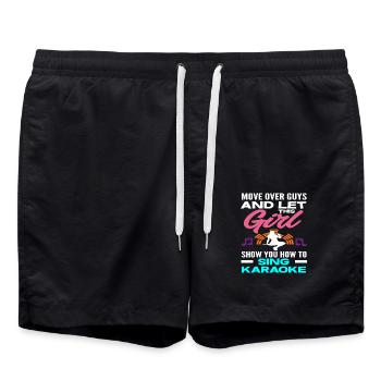 Let this girl show you how to play karaoke - Swim Trunks - black - Front - AI Model Male 185 light (185cm)