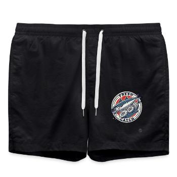 Makrelenfilet – frischer Fisch frisch gefangen - Badeshorts - Schwarz - Vorne - AI Model Male 185 light (185cm)