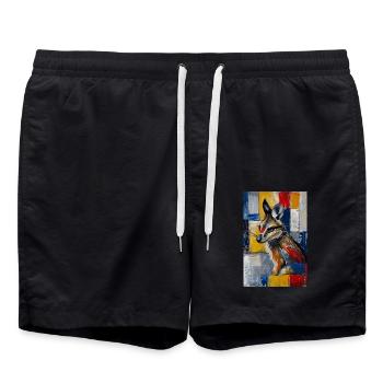 Blouson aviateur tranquillisant - Short de bain - noir - Devant - AI Model Male 185 light (185cm)