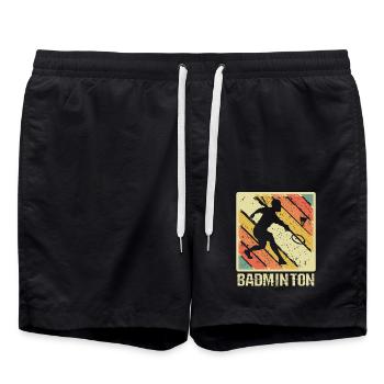Joueur de badminton rétro au coucher du soleil - Short de bain - noir - Devant - AI Model Male 185 light (185cm)