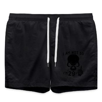 Ich bin 29 plus Mittelfinger - 30. Geburtstag - Badeshorts - Schwarz - Vorne - AI Model Male 185 light (185cm)