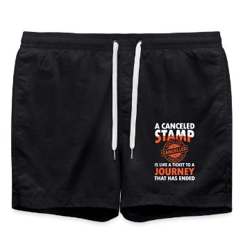 Lustige Briefmarken Briefmarkensammlung Humor - Badeshorts - Schwarz - Vorne - AI Model Male 185 light (185cm)