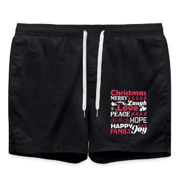 Christmas Christmas Words Laugh Peace Love - Swim Trunks - black - Front - AI Model Male 185 light (185cm)