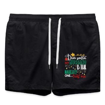 Christmas My Husband Is The Naughty One - Swim Trunks - black - Front - AI Model Male 185 light (185cm)