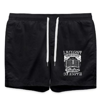 Substitute Teacher Luckiest Substitute Teacher - Swim Trunks - black - Front - AI Model Male 185 light (185cm)