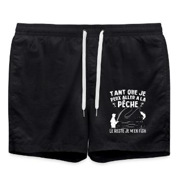 Tant que je peux aller a pêche reste je m en fish - Short de bain - noir - Devant - AI Model Male 185 light (185cm)