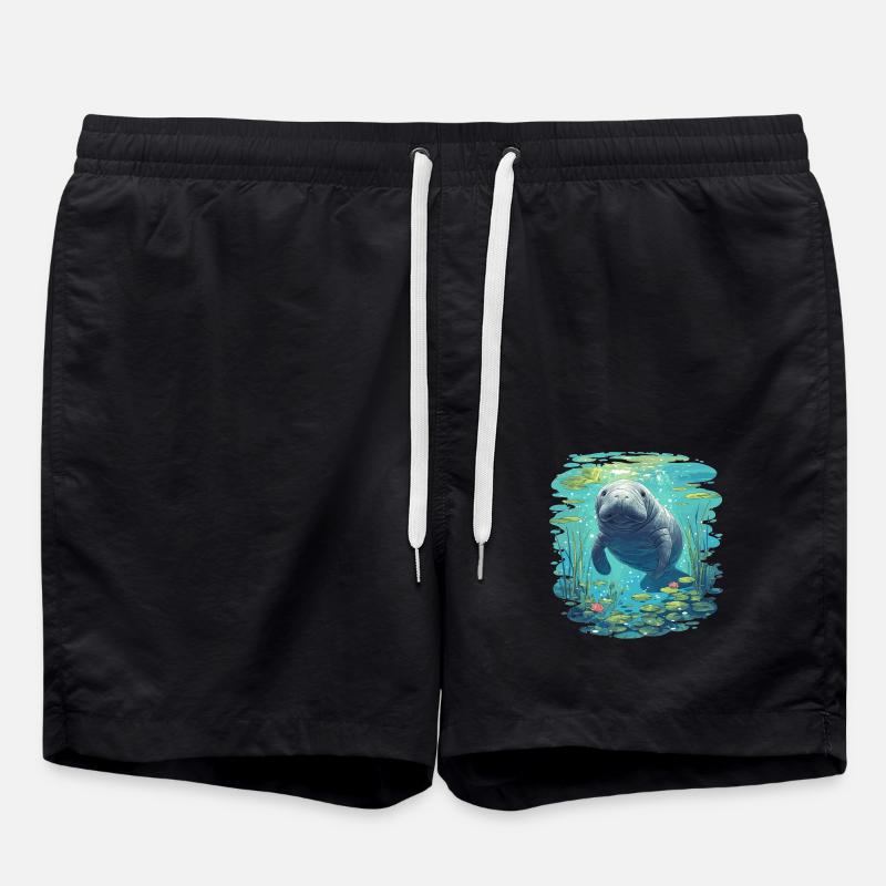 Seekuh Manatees Manatee - Swim Trunks - black
