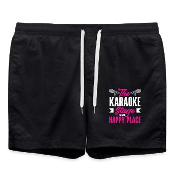 Die Karaoke Bühne Ist Mein Glücksplatz - Badeshorts - Schwarz - Vorne - AI Model Male 185 light (185cm)