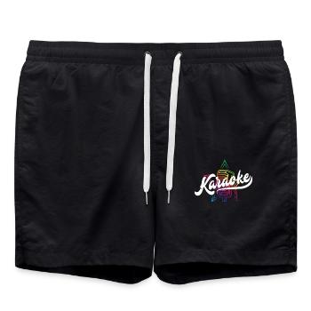 Colorful Karaoke Microphone Design - Swim Trunks - black - Front - AI Model Male 185 light (185cm)