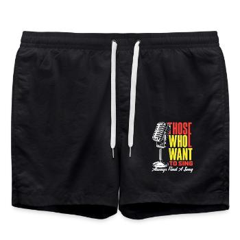 Ceux qui veulent chanter trouvent toujours une chanson - Short de bain - noir - Devant - AI Model Male 185 light (185cm)
