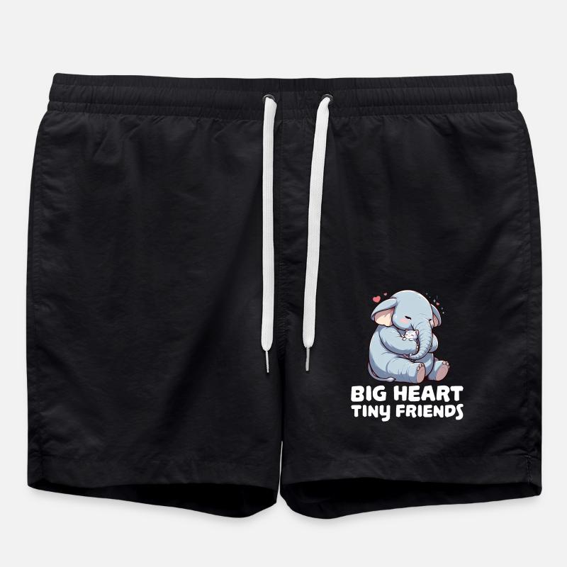 Big heart tiny friends - Swim Trunks - black