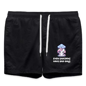 even unicorns have bad days - Swim Trunks - black - Front - AI Model Male 185 light (185cm)