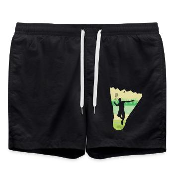 Joueur de volant rétro de badminton - Short de bain - noir - Devant - AI Model Male 185 light (185cm)