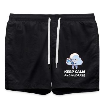 Restez calme et hydratez-vous - Short de bain - noir - Devant - AI Model Male 185 light (185cm)