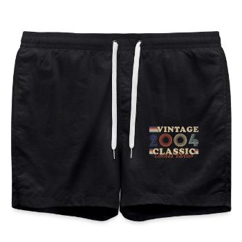 2004 Vintage Retro Birthday Gift - Swim Trunks - black - Front - AI Model Male 185 light (185cm)