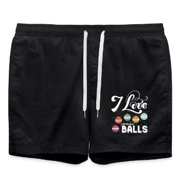 I Love Christmas Balls - Swim Trunks - black - Front - AI Model Male 185 light (185cm)