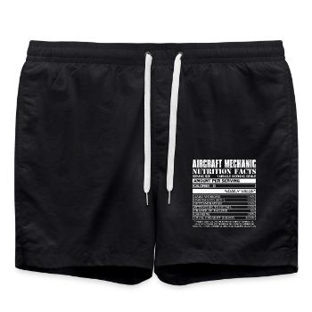 Aircraft Mechanic Nutrition Facts - Swim Trunks - black - Front - AI Model Male 185 light (185cm)