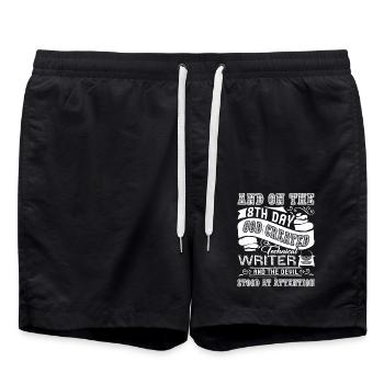 Technical Writer God Created Technical Writer - Swim Trunks - black - Front - AI Model Male 185 light (185cm)
