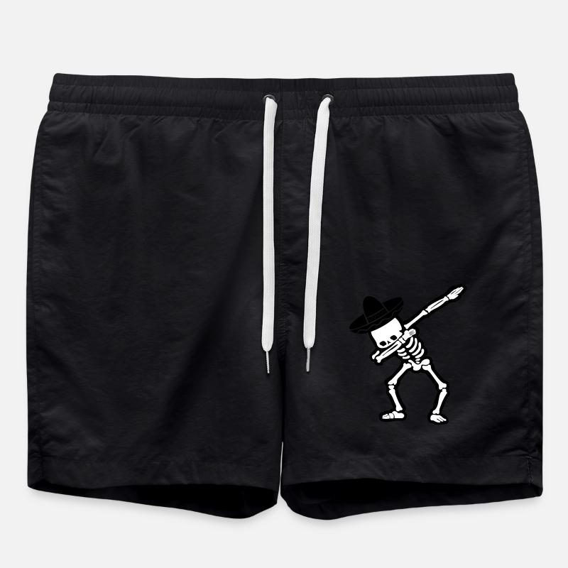 skull dabbing mexicans - Swim Trunks - black