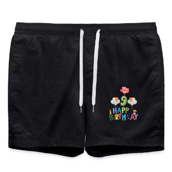 Joyeux anniversaire 9e anniversaire - Short de bain - noir - Devant - AI Model Male 185 light (185cm)