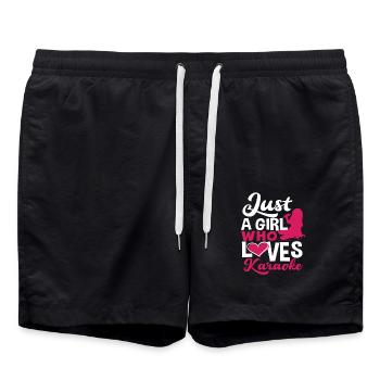 A girl who loves karaoke - Swim Trunks - black - Front - AI Model Male 185 light (185cm)