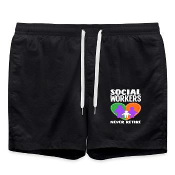 Social workers never stop - Swim Trunks - black - Front - AI Model Male 185 light (185cm)