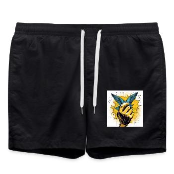 Hand and Wings – Bold Pop Art Freedom Design - Swim Trunks - black - Front - AI Model Male 185 light (185cm)