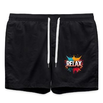 Relax Comic Sound Effect – Bold Pop Art Design - Swim Trunks - black - Front - AI Model Male 185 light (185cm)