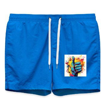 Thumbs Up Explosion – Bold Pop Art Design - Swim Trunks - cobalt blue - Front