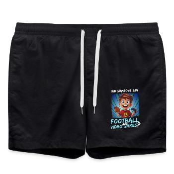 13th Birthday Football and Gaming for 13 Year Olds - Swim Trunks - black - Front - AI Model Male 185 light (185cm)