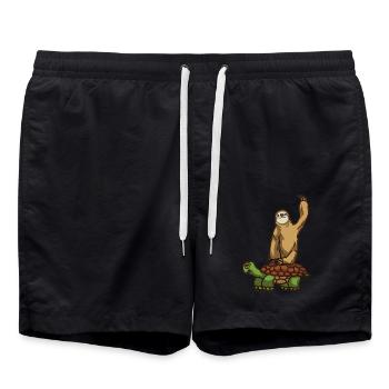 paresseux sieste paresseux chevauchant tortue paresseux froid - Short de bain - noir - Devant - AI Model Male 185 light (185cm)