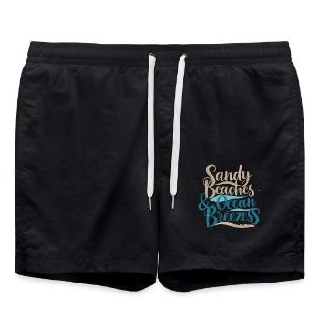 Sandy Beaches Ocean Breezes Vacation für - Badeshorts - Schwarz - Vorne - AI Model Male 185 light (185cm)