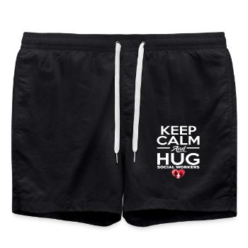 Restez calme et embrassez les travailleurs sociaux - Short de bain - noir - Devant - AI Model Male 185 light (185cm)