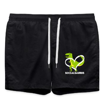 Socialsaurus Dinosaurier Herz - Badeshorts - Schwarz - Vorne - AI Model Male 185 light (185cm)