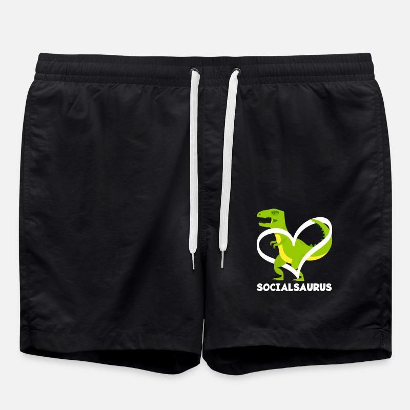 Socialsaurus Dinosaur Heart - Swim Trunks - black