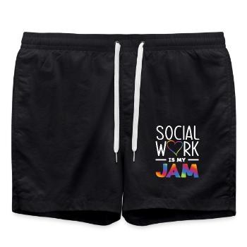 Social work is my thing - Swim Trunks - black - Front - AI Model Male 185 light (185cm)