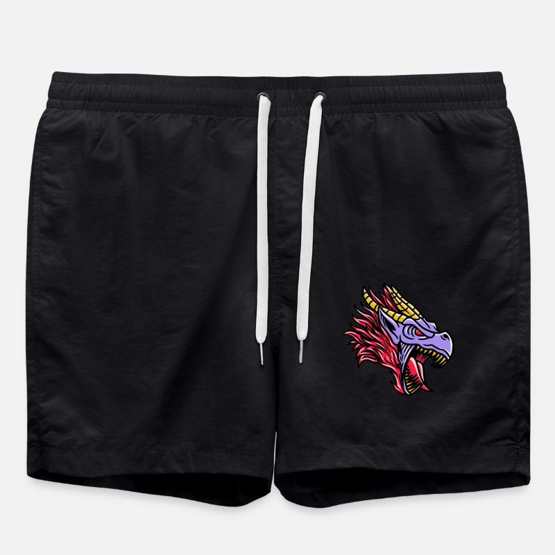 Fantasy RPG Dragon Magic Dungeon - Swim Trunks - black