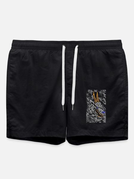 Fantasy RPG Wolf Magic Dungeon - Swim Trunks - black