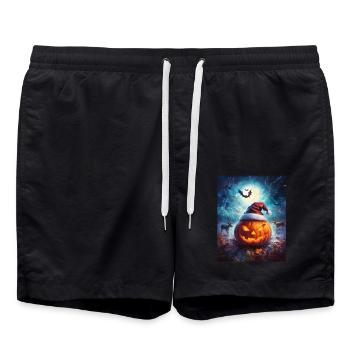 Halloween Geschenk Kürbis mit Weihnachtsmütze Deko - Badeshorts - Schwarz - Vorne - AI Model Male 185 light (185cm)