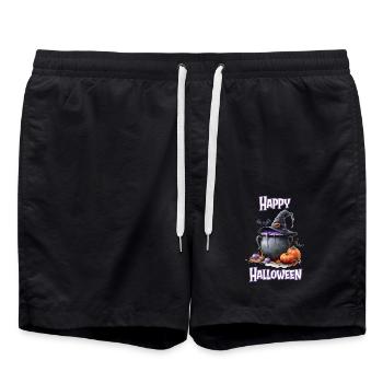 Halloween – Happy Halloween Witch's Kitchen Witch's Cauldron - Swim Trunks - black - Front - AI Model Male 185 light (185cm)