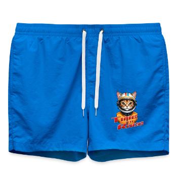 Time for a race - Speedy Cat Racer Time to - Swim Trunks - cobalt blue - Front