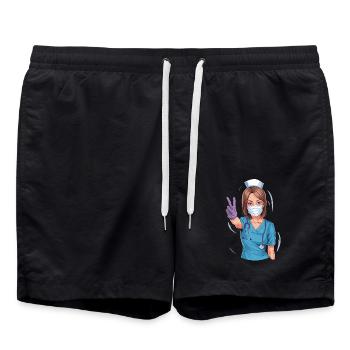 Lustige Krankenschwester mit Humor - Badeshorts - Schwarz - Vorne - AI Model Male 185 light (185cm)