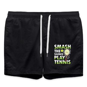 Smash The Silence Play Tennis - Badeshorts - Schwarz - Vorne - AI Model Male 185 light (185cm)