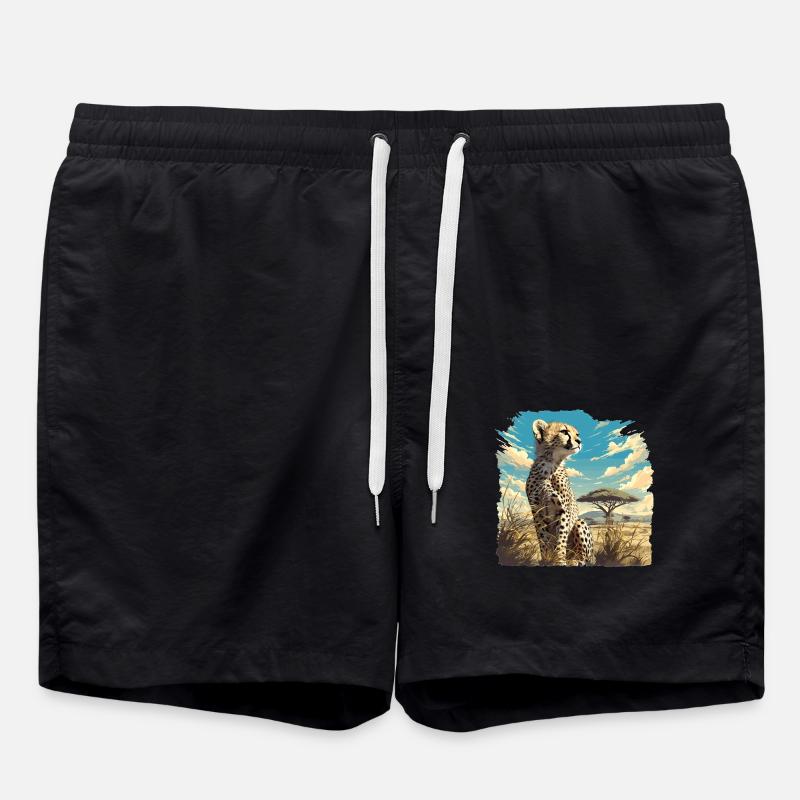 Cheetah Geparde Gepard - Swim Trunks - black