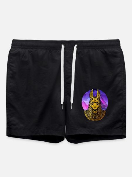 Hieroglyphs Anubis Egyptian Mythology - Swim Trunks - black